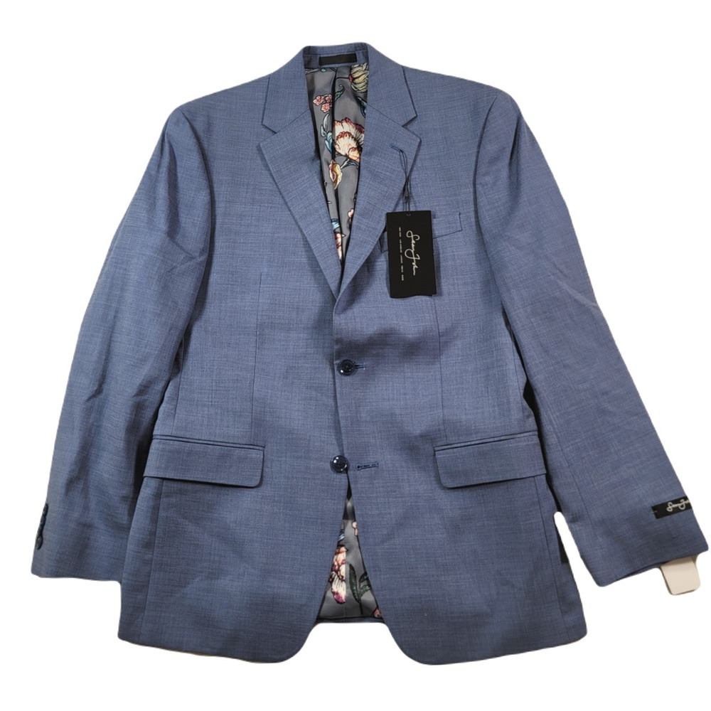 Sean John Suit Jacket Mens 38R 38 Solid Blue Classic-Fit Stretch Blazer $360 NEW